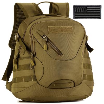 Protector Plus Tactical Motorcycle Backpack Small Military Cycling Daypack Army Assault Pack Bug Out Bag Hiking Camping Rucksack (Patch Included),Brown