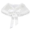 Hansber Kids Girls Faux Fur Bolero Shrug Tippet Stole Princess Cape Bow Should Cape for Formal Event White One_Size view 1