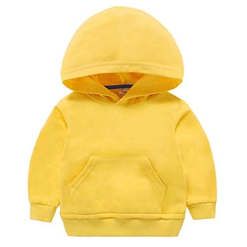 1-8 Years Kids Boys Girls Hoodies Cotton Basic Pullover Hooded Sweatshirt Kids Casual Classic Solid Sports Hoodie Tops Pocket (Yellow,3T)
