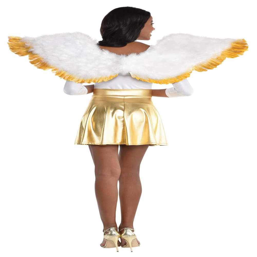 Angel Gold Tip Wings Costume Accessory - 26" x 30", White - 1 Pc.