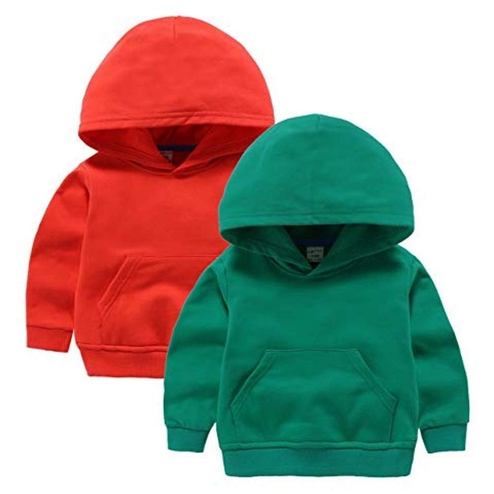 1-8 Years Kids Boys Girls Hoodies Cotton Basic Pullover Hooded Sweatshirt Kids Casual Classic Solid Sports Hoodie Tops Pocket (2 Pack(Red+Green),4T)