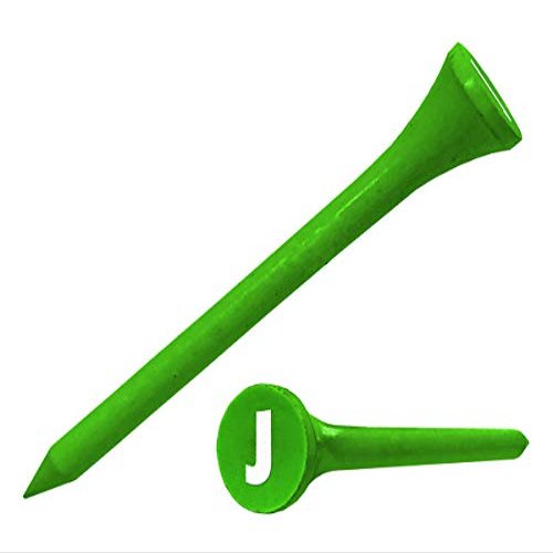 Clip Wipes Logo Golf Tees 2 (100/Pack) Custom TEECUP Imprint - Personalized Monogram Initial Letters (A-Z) (GRN-WHT-J)