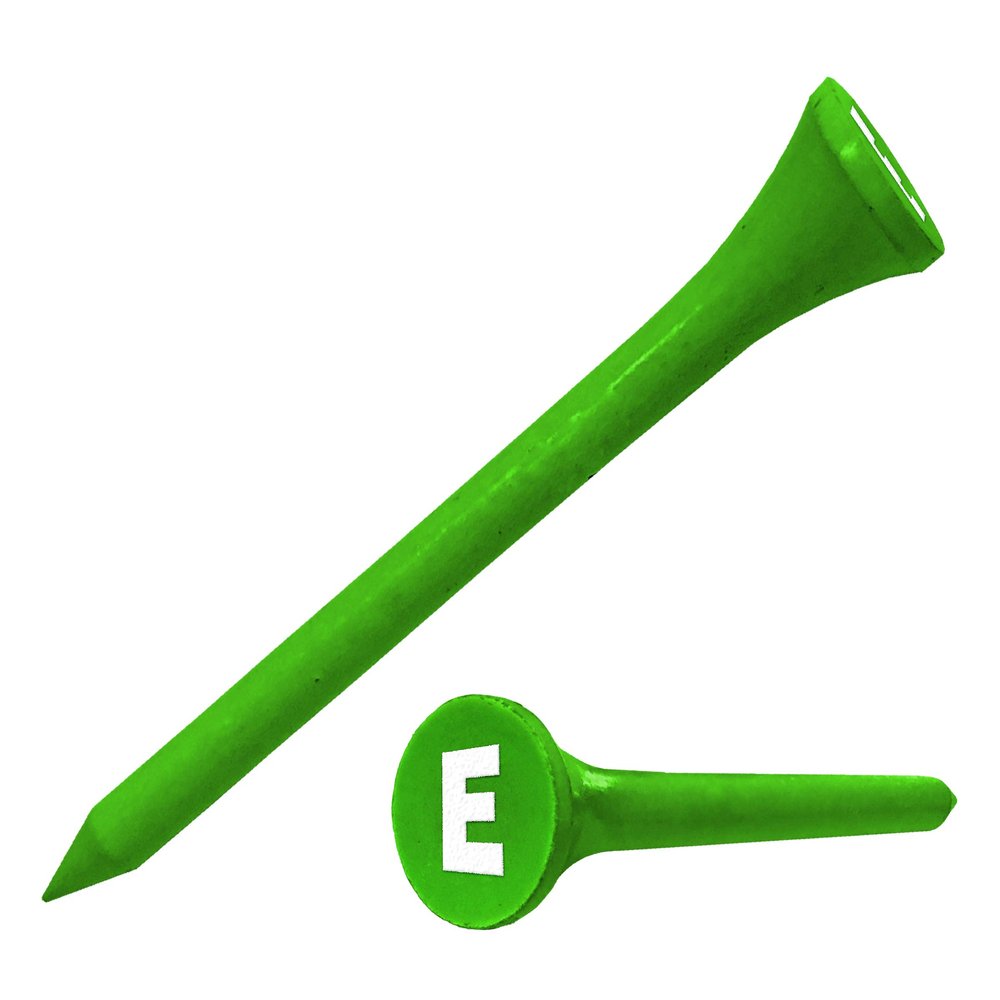 Clip Wipes Logo Golf Tees 2 (100/Pack) Custom TEECUP Imprint - Personalized Monogram Initial Letters (A-Z) (GRN-WHT-E)