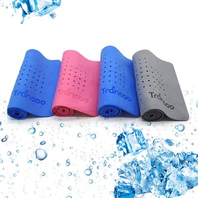 Trancoo 4 Packs PVA Cooling Towel(33"X7.85",Perforated Cooling Towel, PVA Cooling Scarf,Sweat Rags for Workout, Gym Towel, Neck Warp Sports Towel for Running, Hiking,Swimming Golf