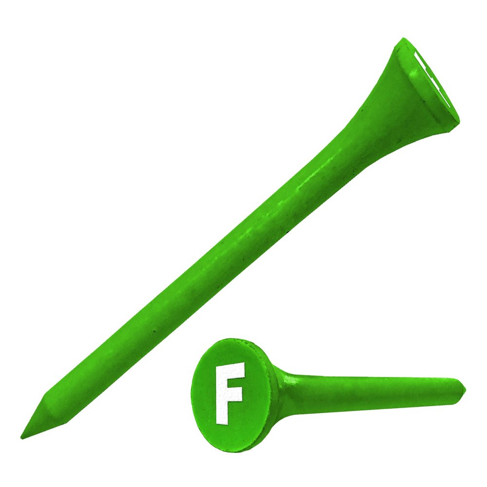 Clip Wipes Logo Golf Tees 2 (100/Pack) Custom TEECUP Imprint - Personalized Monogram Initial Letters (A-Z) (GRN-WHT-F)