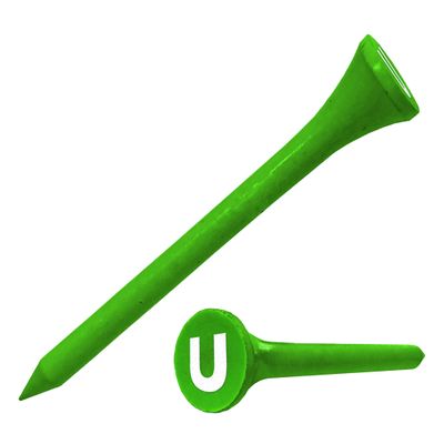 Clip Wipes Logo Golf Tees 2 (100/Pack) Custom TEECUP Imprint - Personalized Monogram Initial Letters (A-Z) (GRN-WHT-U)