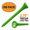 Clip Wipes Logo Golf Tees  2  (100/Pack)  Custom TEECUP Imprint - Personalized Monogram Initial Letters (A-Z) (GRN-WHT-U) view 2