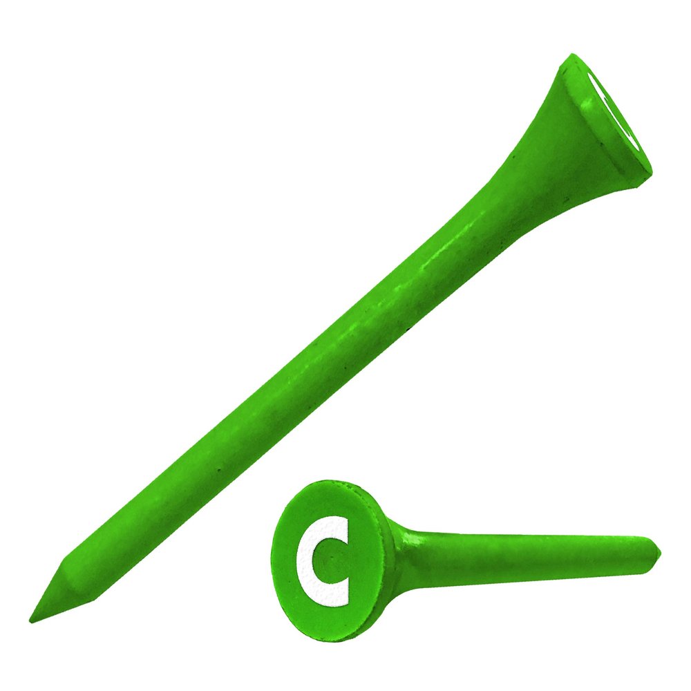 Clip Wipes Logo Golf Tees 2 (100/Pack) Custom TEECUP Imprint - Personalized Monogram Initial Letters (A-Z) (GRN-WHT-C)