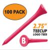 Clip Wipes Logo Golf Tees  2  (100/Pack)  Custom TEECUP Imprint - Personalized Monogram Initial Letters (A-Z) (PNK-WHT-B) view 2