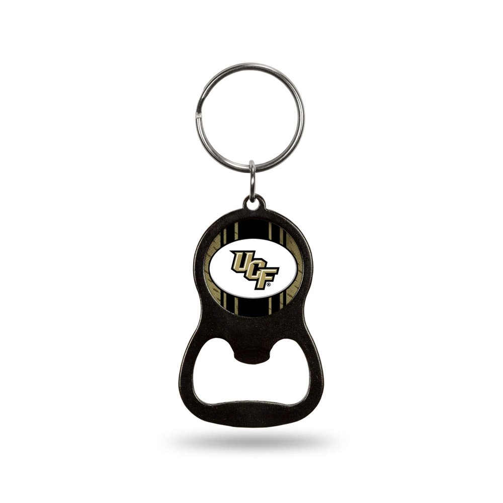 Rico Industries NCAA Central Florida Knights UCF Black Metal Keychain - Beverage Bottle Opener With Key Ring - Pocket Size