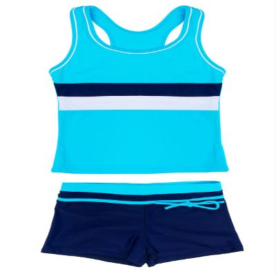 PROALLO Little Girls' Summer Swimwear Two Piece Boyshort Tankini Kids Swimsuit (12-13 Years, Blue)