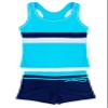 PROALLO Little Girls' Summer Swimwear Two Piece Boyshort Tankini Kids Swimsuit (12-13 Years, Blue) view 1