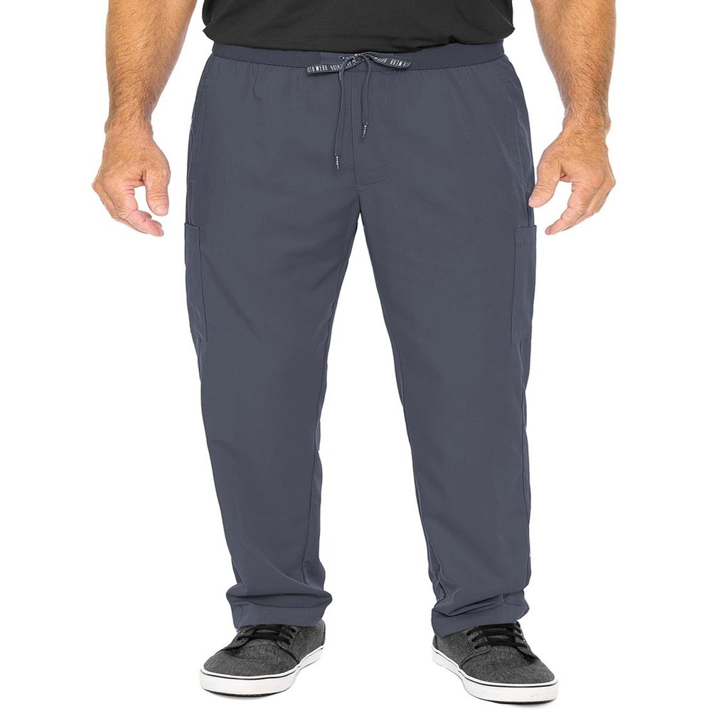 Med Couture Men's Straight Leg Scrub Pant with Zip Fly Front, 6 Pockets, and Elastic Waistband - MC7779T, S Tall, Pewter