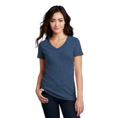 District Women's Perfect Blend V-Neck Tee. DM1190L 3XL Deep Royal Fleck