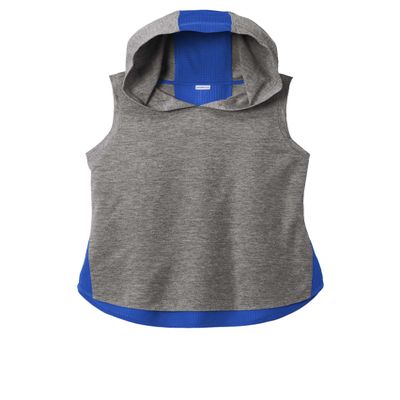 SPORT-TEK Women's PosiCharge Tri-Blend Wicking Draft Hoodie Tank | Athletic Fit Gym Top, Summer Workout Clothing