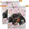 Breeze Decor Dachshund Floral House Flag 2 pcs Pack Dog Puppy Spoiled Paw Canine Fur Pet Nature Farm Animal Creature Decoration Banner Small Garden Yard Gift Double-Sided, Made in USA view 1
