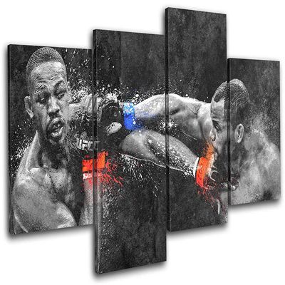 Bold Bloc Design - UFC Grunge Daniel Cormier Jones Sports 240x135cm MULTI Canvas Art Print Box Framed Picture Wall Hanging - Hand Made In The UK - Framed And Ready To Hang 13-9634(00B)-MP04-LO-E