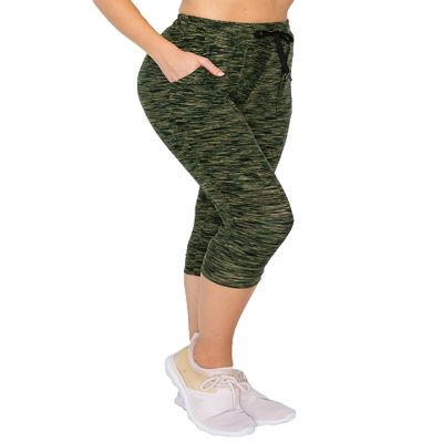 ALWAYS Women's Space Dye Capri Jogger - Skinny Fit Lightweight Premium Soft Stretch Pork Chop Pocket Sweatpants Olive S