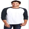 District Perfect Tri 3/4-Sleeve Raglan. DM136 4XL New Navy/ White view 1