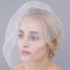 Olbye Bridal Wedding Birdcage Veil With Comb - Short White Lace 1T Bride Pearl Veil for Tea Party Fascinator Prom view 2