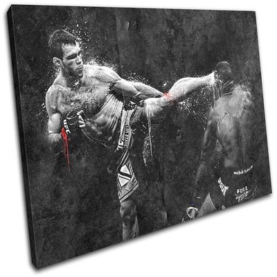 Bold Bloc Design - UFC Grunge MMA Forrest Griffin Sports 135x90cm SINGLE Canvas Art Print Box Framed Picture Wall Hanging - Hand Made In The UK - Framed And Ready To Hang 13-9631(00B)-SG32-LO-F