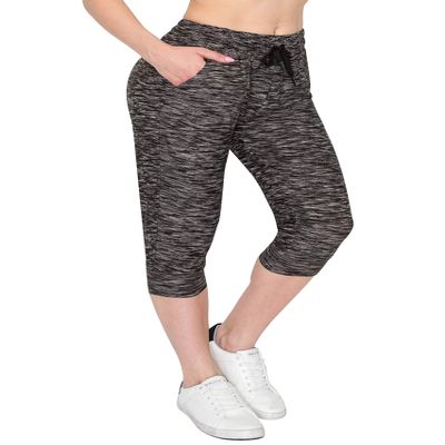 ALWAYS Women's Space Dye Capri Jogger - Skinny Fit Lightweight Premium Soft Stretch Pork Chop Pocket Sweatpants Black S