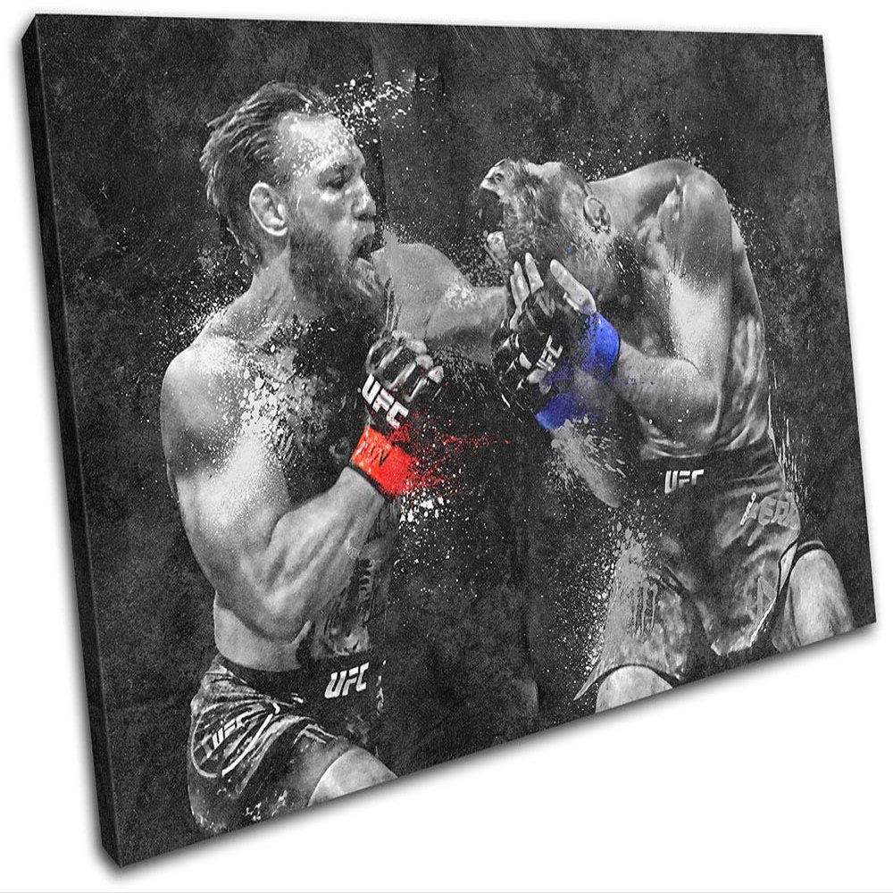 Bold Bloc Design - UFC MMA McGregor Cerrone Grunge Sports 135x90cm Single Canvas Art Print Box Framed Picture Wall Hanging - Hand Made in The UK - Framed and Ready to Hang 13-9624(00B)-SG32-LO-F