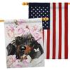 Breeze Decor Dachshund Floral House Flag Pack Dog Puppy Spoiled Paw Canine Fur Pet Nature Farm Animal Creature Embroidery Decoration Banner Small Garden Yard Gift Double-Sided, Made in USA view 1