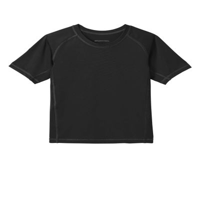SPORT-TEK Youth Rashguard Tee | Short Sleeve Shirt for Boys & Girls, Athletic Fit Summer Clothing with UPF 50 Rating for Kids Black