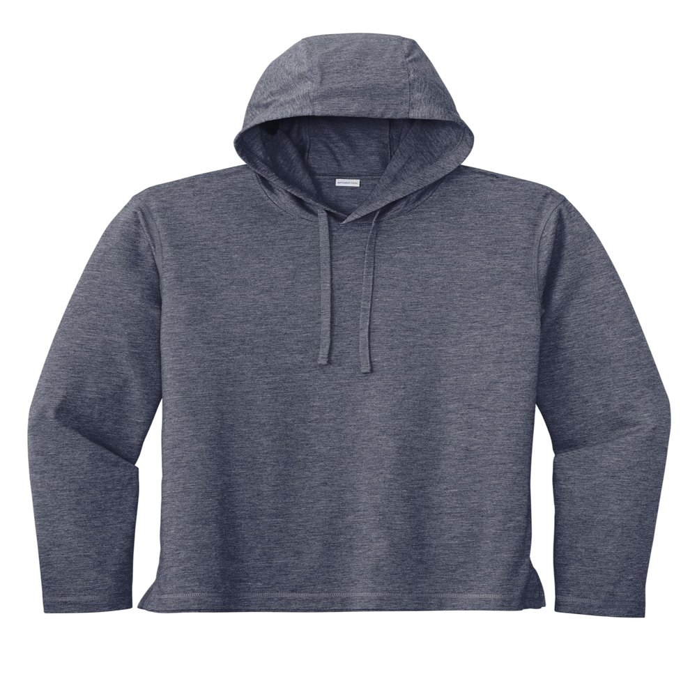 SPORT-TEK Unisex PosiCharge Tri-Blend Wicking Long Sleeve Hoodie, True Navy Heather, Medium