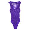 TSSOE Fishnet Lingerie Bodysuit for Women Hollow Out See Through One Piece Monokini Swimsuit Violet Netted One Size view 3