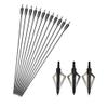 MILAEM 12 Pcs 34 Inch Archery High Percentage Carbon Arrows Spine 500 Practice Hunting Carbon Fiber Arrows with Turkey Feather and Removeable Tips (12pcs Arrow + broadheads) view 1
