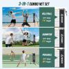 Patiassy Portable Badminton Volleyball Pickleball Net for Backyard, 17FT Combo Set with 5.1ft-7.4ft Adjustable Height for Outdoor Driveway Games, 4 Rackets, 3 Shuttlecocks, 1 Ball and Carry Bag view 4