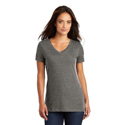 District - Women's Perfect Weight V-Neck Tee. DM1170L 3XL Heathered Charcoal