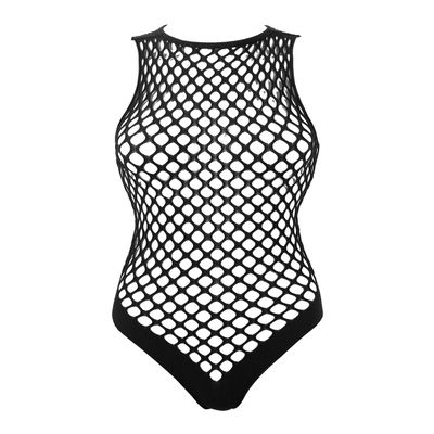TSSOE Fishnet Lingerie Bodysuit for Women Hollow Out See Through One Piece Monokini Swimsuit Black Netted One Size