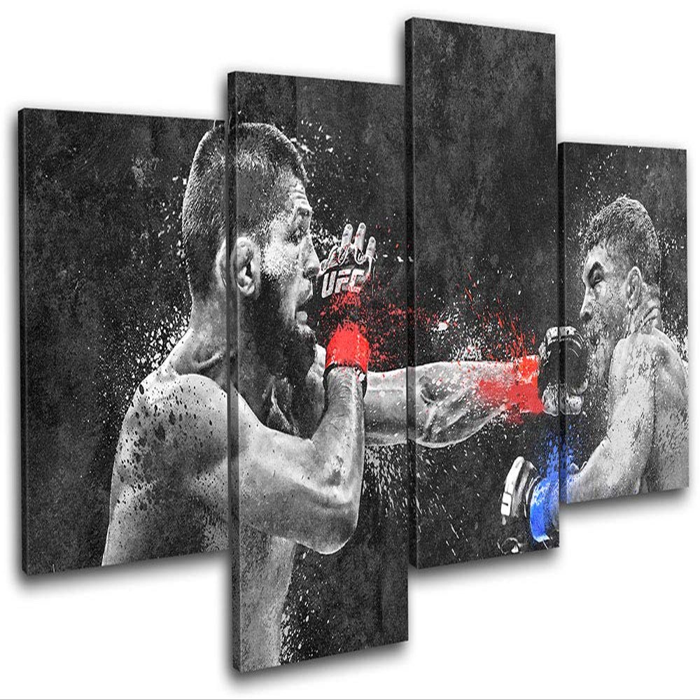 Bold Bloc Design - UFC Grunge Khabib Nurmagomedov Sports 240x135cm MULTI Canvas Art Print Box Framed Picture Wall Hanging - Hand Made In The UK - Framed And Ready To Hang 13-9632(00B)-MP04-LO-E