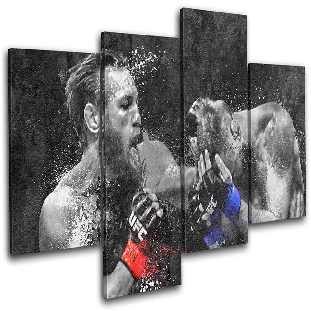 Bold Bloc Design - UFC MMA McGregor Cerrone Grunge Sports 200x113cm Multi Canvas Art Print Box Framed Picture Wall Hanging - Hand Made in The UK - Framed and Ready to Hang 13-9624(00B)-MP04-LO-D