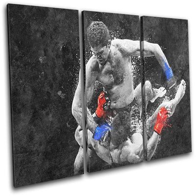 Bold Bloc Design - UFC MMA Grunge Nick Diaz Sports 60x40cm Treble Canvas Art Print Box Framed Picture Wall Hanging - Hand Made in The UK - Framed and Ready to Hang 13-9636(00B)-TR32-LO-A