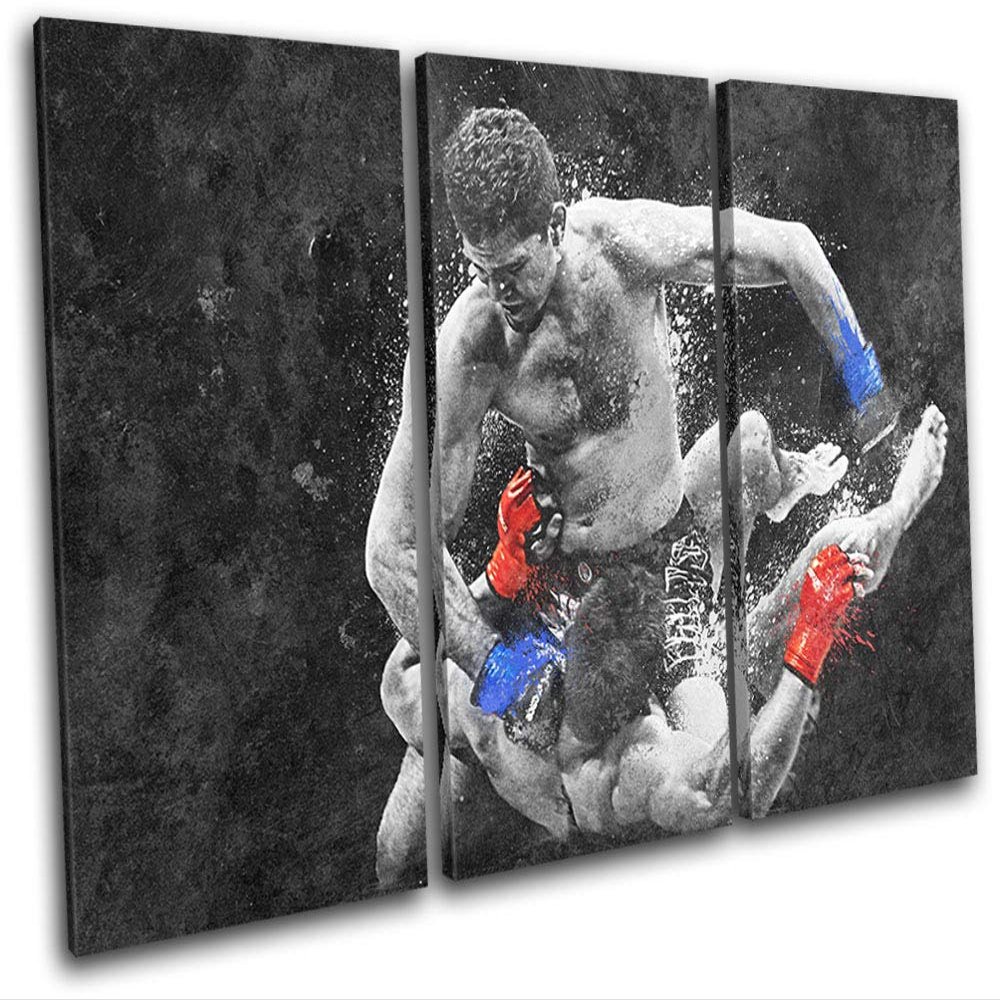 Bold Bloc Design - UFC MMA Grunge Nick Diaz Sports 60x40cm Treble Canvas Art Print Box Framed Picture Wall Hanging - Hand Made in The UK - Framed and Ready to Hang 13-9636(00B)-TR32-LO-A