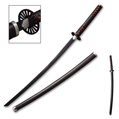 Sword fort Handmade Katana Anime Cosplay Sword, Stainless Steel Demon Sword Real Metal-Kamado Tanjirou