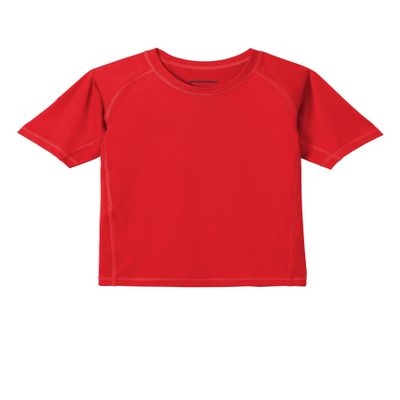 SPORT-TEK Youth Rashguard Tee | Short Sleeve Shirt for Boys & Girls, Athletic Fit Summer Clothing with UPF 50 Rating for Kids True Red