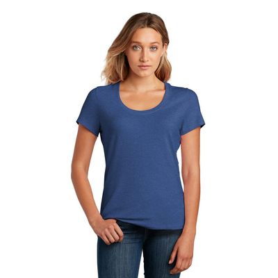 District Women's Flex Scoop Neck Tee DT7501 4XL Heathered Deep Royal
