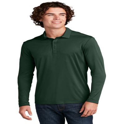 SPORT-TEK Unisex Posi-UV Pro Long Sleeve Polo Forest Green