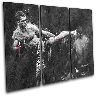 Bold Bloc Design - UFC Grunge MMA Forrest Griffin Sports 90x60cm TREBLE Canvas Art Print Box Framed Picture Wall Hanging - Hand Made In The UK - Framed And Ready To Hang 13-9631(00B)-TR32-LO-B