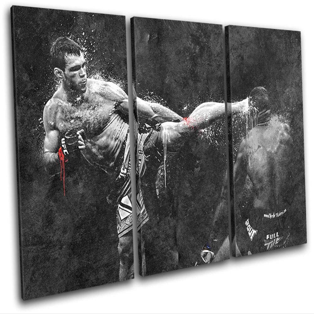 Bold Bloc Design - UFC Grunge MMA Forrest Griffin Sports 90x60cm TREBLE Canvas Art Print Box Framed Picture Wall Hanging - Hand Made In The UK - Framed And Ready To Hang 13-9631(00B)-TR32-LO-B