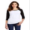District Women's Perfect Tri 3/4-Sleeve Raglan. DM136L XXL Black/ White view 1