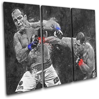 Bold Bloc Design - UFC Grunge Cain Velasquez Sports 120x80cm Treble Canvas Art Print Box Framed Picture Wall Hanging - Hand Made in The UK - Framed and Ready to Hang 13-9635(00B)-TR32-LO-C