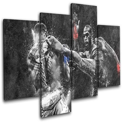 Bold Bloc Design - UFC MMA Jon Jones Dominick Reyes Sports 160x90cm MULTI Canvas Art Print Box Framed Picture Wall Hanging - Hand Made In The UK - Framed And Ready To Hang 13-9625(00B)-MP04-LO-C