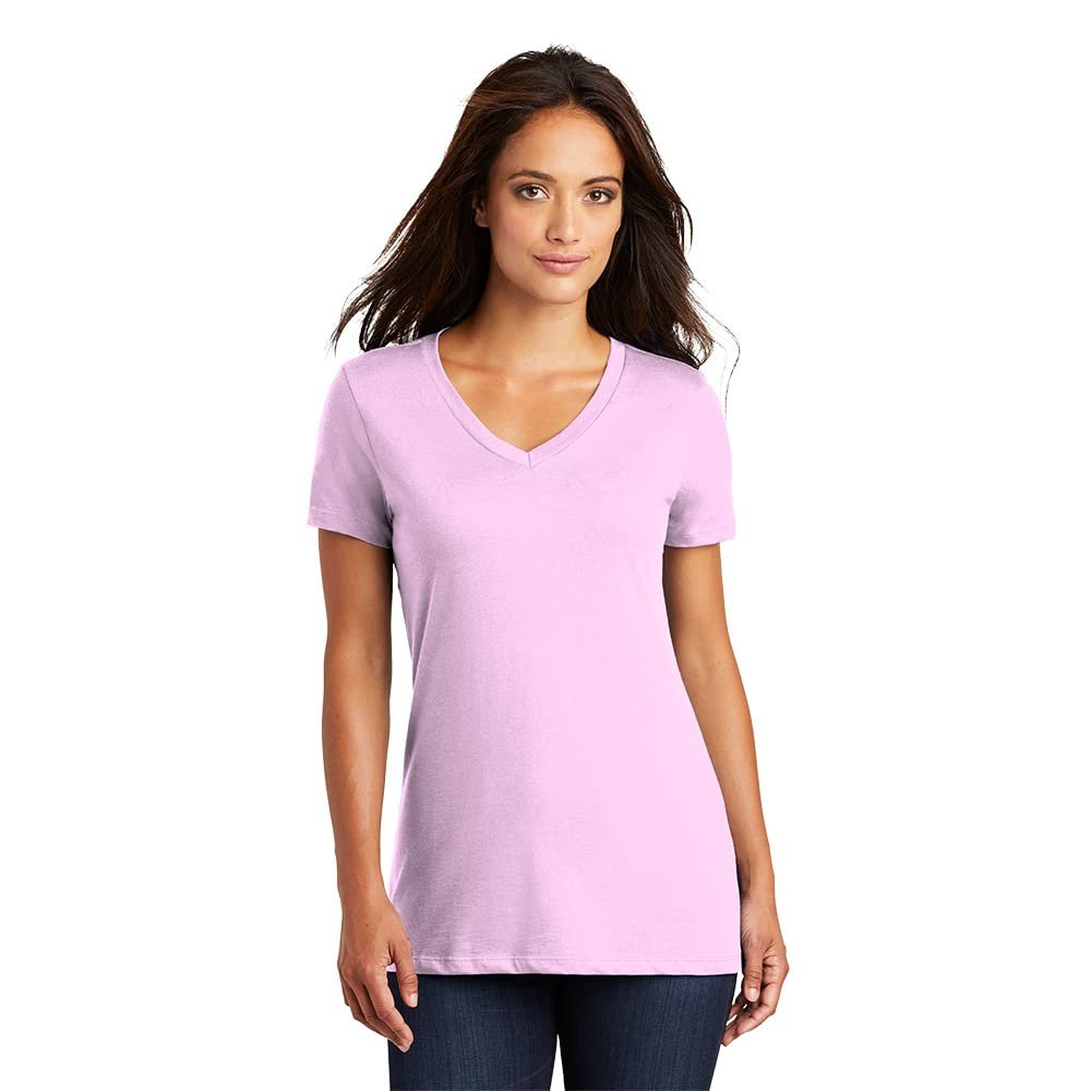 District - Women's Perfect Weight V-Neck Tee. DM1170L M Soft Purple