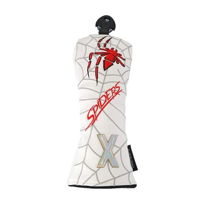 GOOACTION 1PC Spider Golf Club Hybrid Head Cover with Creative Embroidery Pattern Synthetic Leather White Golf Headcovers (Interchangeable Tag 2.3.4.5.6.UT)